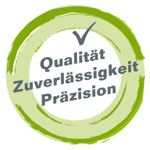 Gütesiegel Qualität, Zuverlässigkeit, Präzision